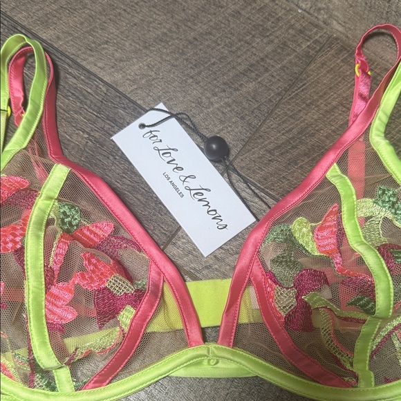 For Love And Lemons Neon Pink and Lime Bra - Picture 3 of 8